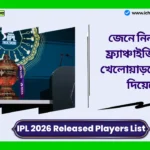 IPL 2026 Released Players List। জেনে নিন কোন ফ্র্যাঞ্চাইজি কোন খেলোয়াড়কে ছেড়ে দিয়েছে, সম্পূর্ণ তালিকা দেখুন IPL 2026 Released Players List