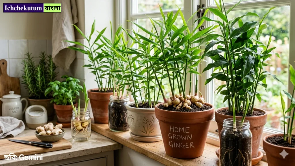 Ginger plantation at Home kitchen